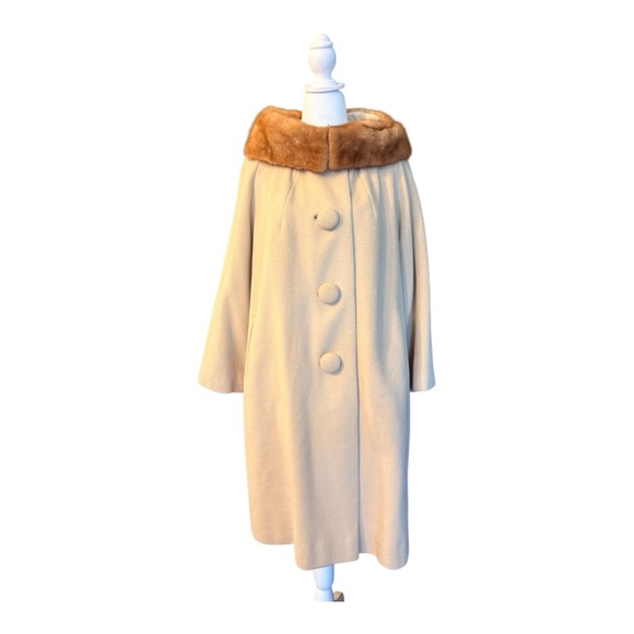 Vintage 1950s Furnessa Swing Coat – Mink Fur Collar – Einiger Luxury Wool - Picture 1 of 7